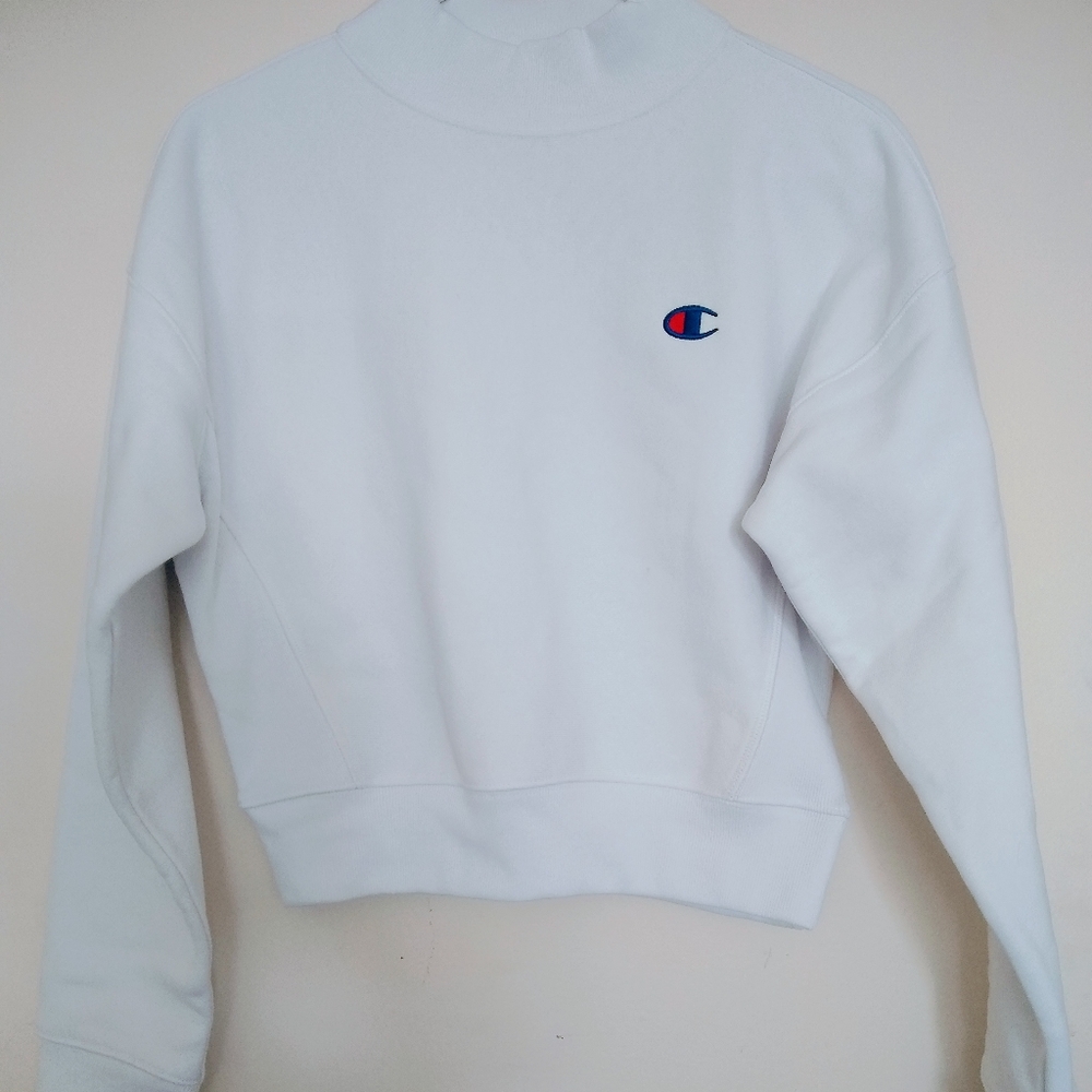 CHAMPION reverse weave mock neck crop crew